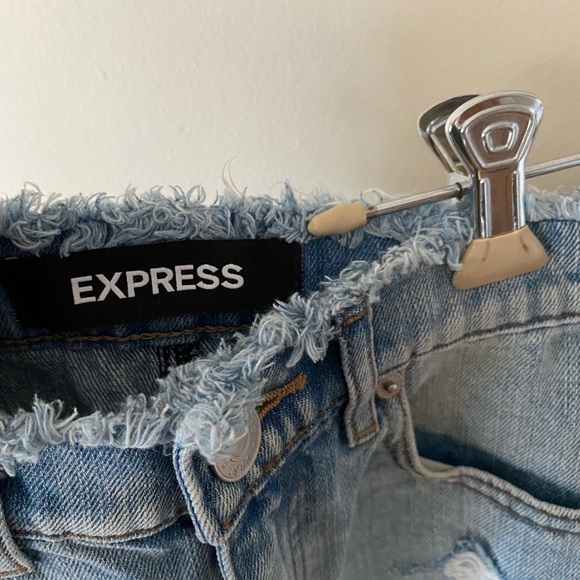 Express Distressed Denim Mini Skirt - Picture 7 of 11